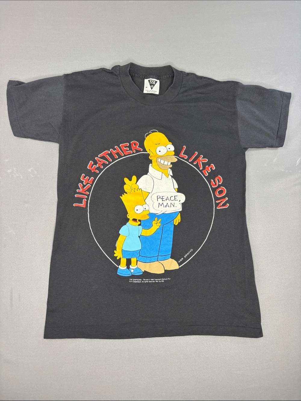 Vintage 90s Simpsons Shirt Mens Medium Like Father Like Son Graphic Tee Black